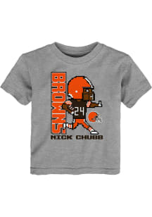 Nick Chubb Cleveland Browns Toddler Grey Pixel Player Short Sleeve Player T Shirt