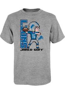 Jared Goff Detroit Lions Youth Grey Pixel Player Player Tee