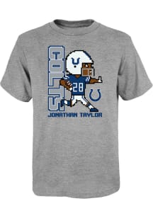 Jonathan Taylor Indianapolis Colts Youth Grey Pixel Player Player Tee