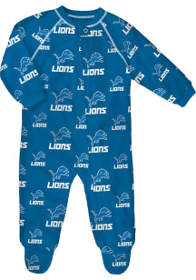 Detroit Lions Baby Blue All Over Logo Loungewear One Piece Pajamas