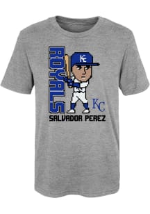 Salvador Perez  Kansas City Royals Boys Grey Pixel Player Short Sleeve T-Shirt
