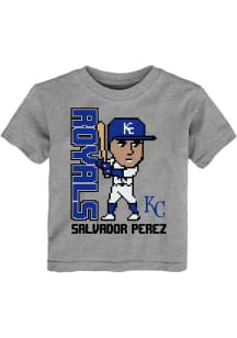 Salvador Perez Kansas City Royals Toddler Grey Pixel Player Short Sleeve Player T Shirt