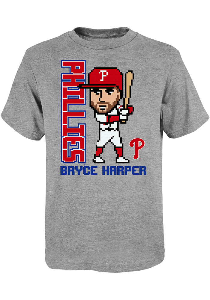 Bryce Harper Philadelphia Phillies Youth Grey Pixel Player Player Tee