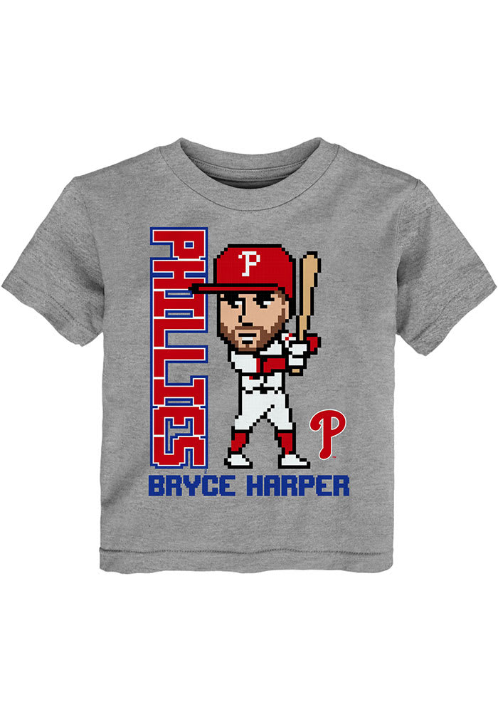 Bryce Harper Philadelphia Phillies Toddler Grey Pixel Player Short Sleeve Player T Shirt