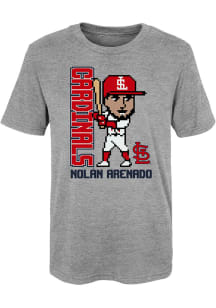Nolan Arenado  St Louis Cardinals Boys Grey Pixel Player Short Sleeve T-Shirt