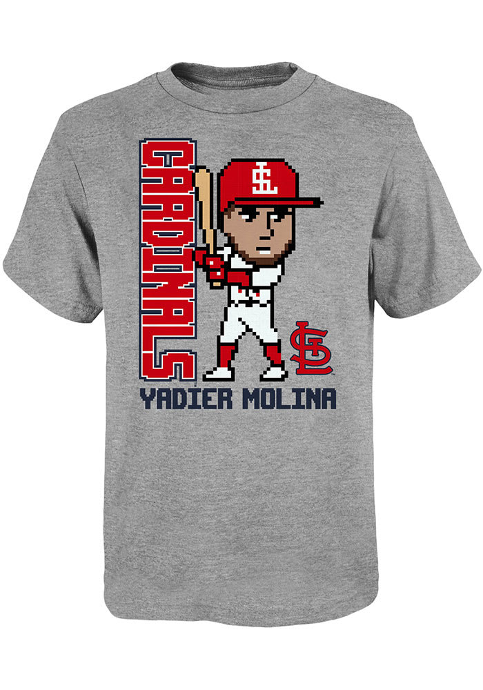Yadier Molina St Louis Cardinals Youth Grey Pixel Player Player Tee