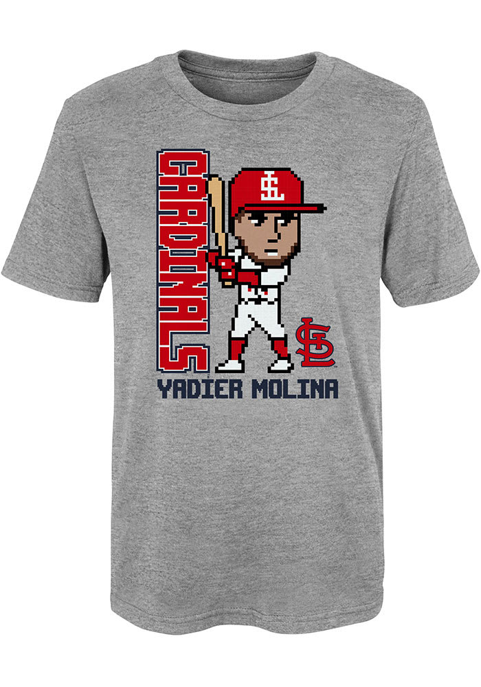 Yadier Molina St Louis Cardinals Boys Grey Pixel Player Short Sleeve T-Shirt