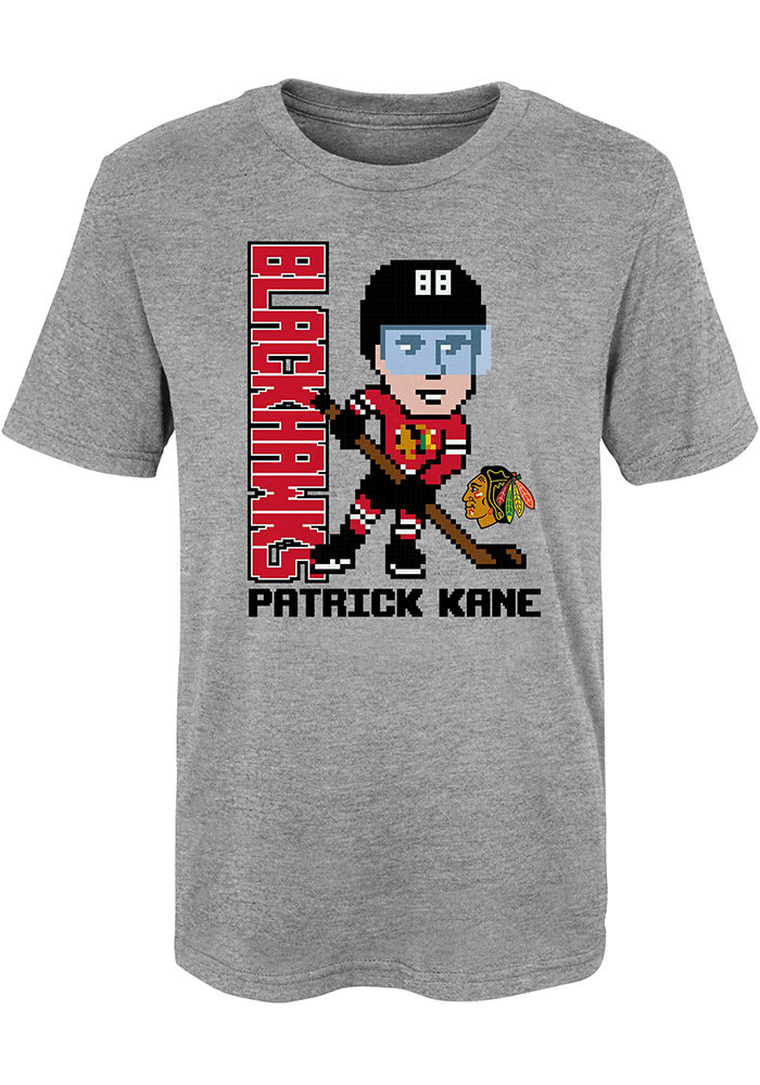 Patrick Kane Chicago Blackhawks Boys Grey Pixel Player Short Sleeve T-Shirt