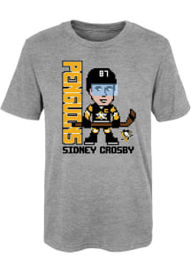 Sidney Crosby  Pittsburgh Penguins Boys Grey Pixel Player Short Sleeve T-Shirt