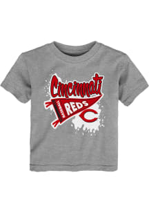 Cincinnati Reds Toddler Grey Banner Splatter Short Sleeve T-Shirt