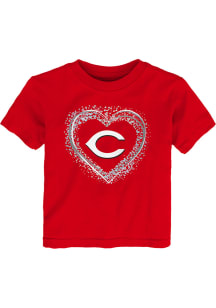 Cincinnati Reds Toddler Girls Red Heart Shot Short Sleeve T-Shirt