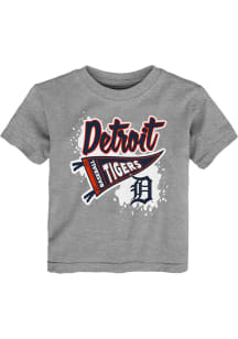 Detroit Tigers Toddler Grey Banner Splatter Short Sleeve T-Shirt