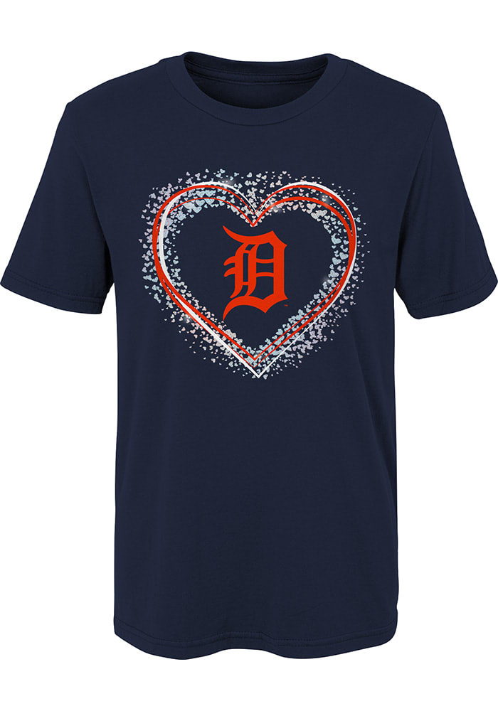 Detroit Tigers Girl Teddy Tee Shirt Women's Small / Navy Blue