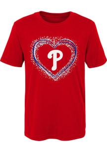 Philadelphia Phillies Girls Red Heart Shot Short Sleeve T-Shirt