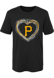 Pittsburgh Pirates Girls Black Heart Shot Short Sleeve T-Shirt