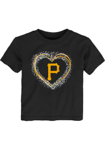 Pittsburgh Pirates Toddler Girls Black Heart Shot Short Sleeve T-Shirt