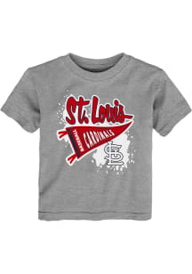 St Louis Cardinals Toddler Grey Banner Splatter Short Sleeve T-Shirt