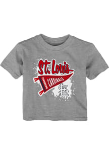 St Louis Cardinals Infant Banner Splatter Short Sleeve T-Shirt Grey
