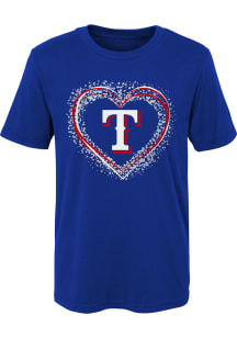 Texas Rangers Girls Blue Heart Shot Short Sleeve T-Shirt