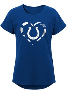 Indianapolis Colts Girls Blue Tie Dye Heart Short Sleeve Tee