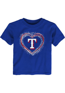 Texas Rangers Toddler Girls Blue Heart Shot Short Sleeve T-Shirt
