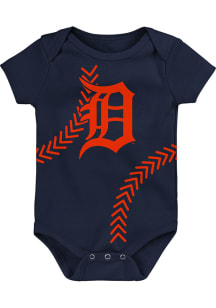 Detroit Tigers Baby Navy Blue Running Home Short Sleeve One Piece