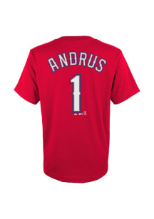 Elvis Andrus Texas Rangers Youth Red Player Player Tee
