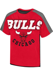 Chicago Bulls Girls Red Square Up Short Sleeve Fashion T-Shirt