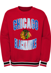 Chicago Blackhawks Youth Red Classic Blueliner Long Sleeve Crew Sweatshirt