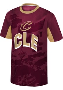 Cleveland Cavaliers Youth Maroon Down Screen Short Sleeve T-Shirt