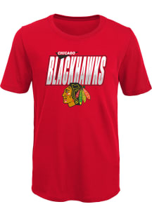 Chicago Blackhawks Boys Red Frosty Center Short Sleeve T-Shirt