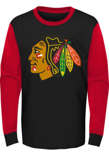 Chicago Blackhawks Boys Black Scoring Chance Long Sleeve Fashion T-Shirt