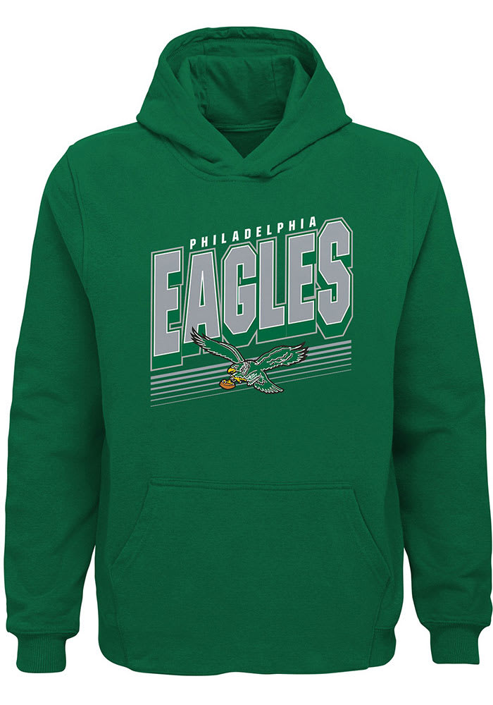 Philadelphia Eagles Boys Kelly Green Big Time Long Sleeve Hooded Sweatshirt