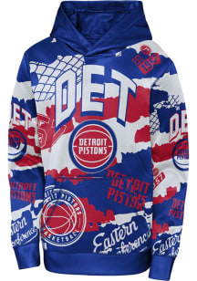 Detroit Pistons Boys Blue Over The Limit Long Sleeve Hooded Sweatshirt
