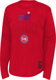 Detroit Pistons Boys Red Posterize Long Sleeve T-Shirt