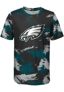 Philadelphia Eagles Boys Midnight Green Cross Pattern Short Sleeve T-Shirt