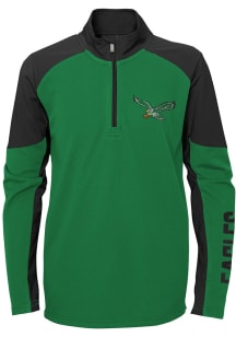 Philadelphia Eagles Youth Kelly Green Audible Long Sleeve Quarter Zip Shirt