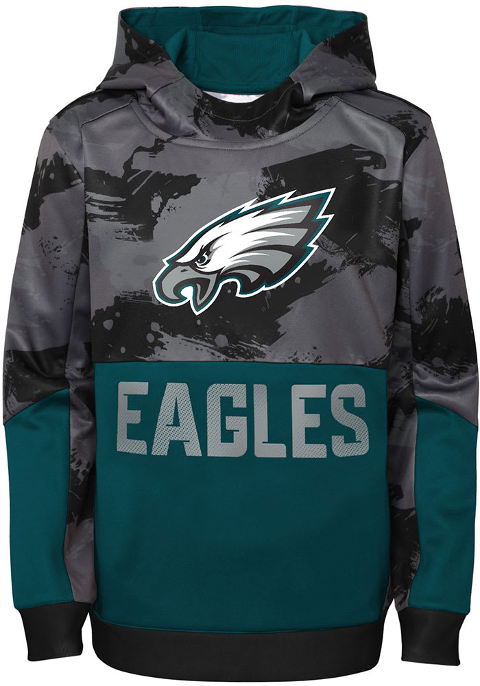 Philadelphia Eagles Boys Green Covert Long Sleeve Hooded Sweatshirt