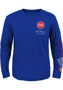 Detroit Pistons Youth Blue Team Drip Long Sleeve T-Shirt