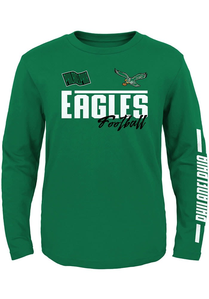 Philadelphia Eagles Boys Race Time Long Sleeve T-Shirt - Kelly Green