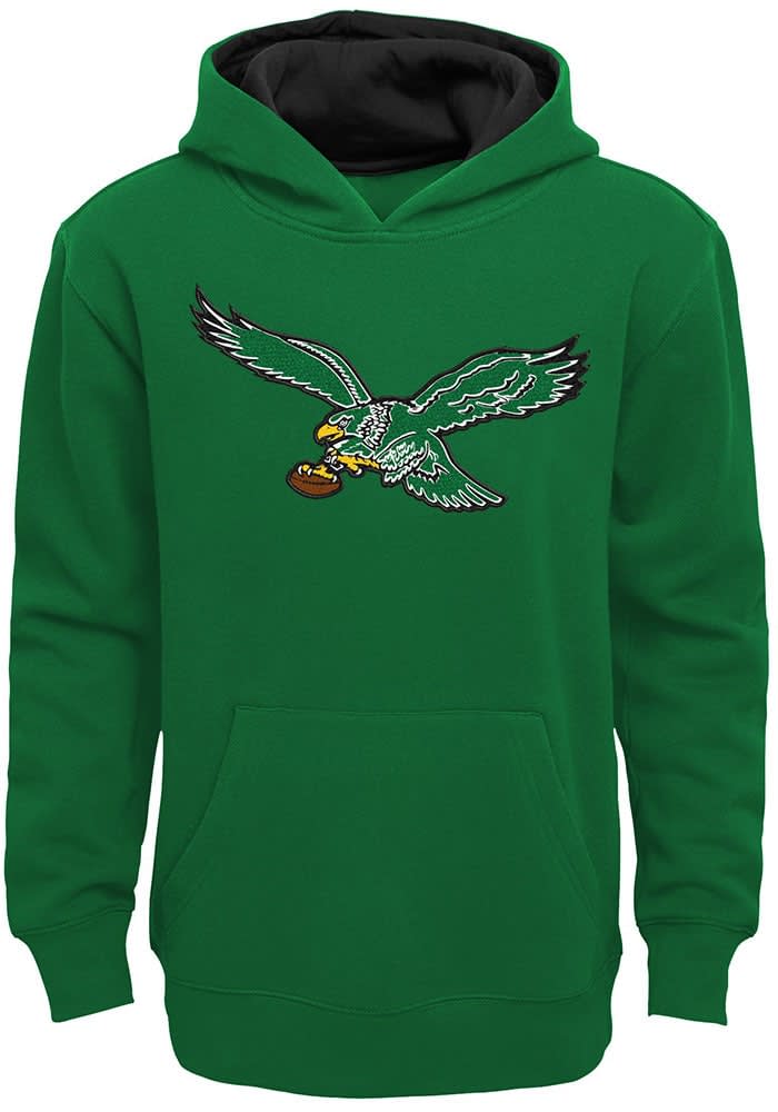 NFL Team Apparel Youth Philadelphia Eagles Prime Logo Grey Hoodie