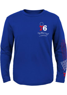 Philadelphia 76ers Youth Blue Team Drip Long Sleeve T-Shirt