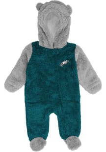 Philadelphia Eagles Baby Midnight Green Game Nap Teddy Fleece Loungewear One Piece Pajamas