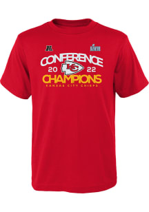 Kansas City Chiefs Youth Red Shadow Cast 2022 Conf Champs Short Sleeve T-Shirt