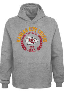 Mitchell and Ness Kansas City Chiefs Youth Grey New School Long Sleeve Hoodie
