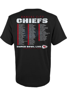 Kansas City Chiefs Boys Black Varsity Team Roster Super Bowl 2022 Bound Short Sleeve T-Shirt