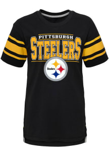 Pittsburgh Steelers Youth Black Huddle Up Short Sleeve Fashion T-Shirt