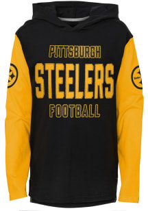 Pittsburgh Steelers Youth Black Heritage Hooded Long Sleeve T-Shirt