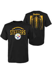 Pittsburgh Steelers Youth Black Blitz Ball Short Sleeve T-Shirt