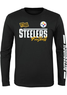 Pittsburgh Steelers Youth Black Race Time Long Sleeve T-Shirt